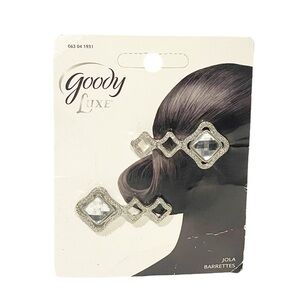 Goody Luxe Silver Rhinestone Hair‎ Barrette Accessory NEW